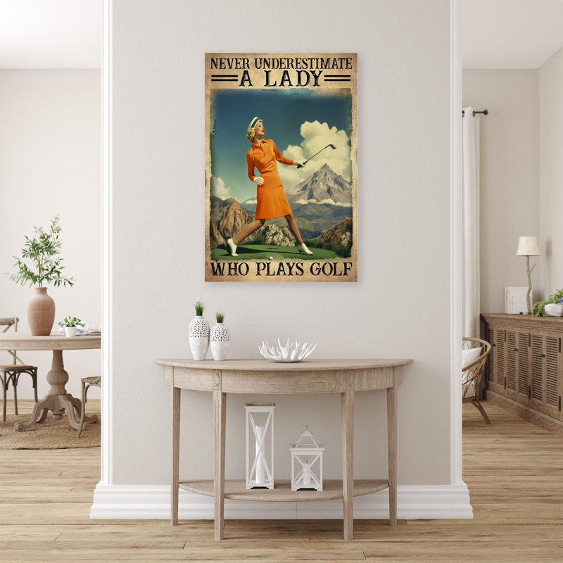 «A Lady Who Plays Golf», reproduction d'art rectangulaire sur toile tendue 1 - 1 pièce | 0454, H 20 po x l 16 po x P 1,25 po