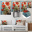 Geraniums rouges écarlate Patchwork II - décoration murale florale et botanique en métal-1359318336