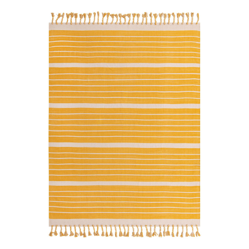 Abish Cotton Striped Indoor Rug, Rectangle 8' x 10'