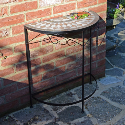 Brava Half Moon Stone Steel Outdoor Buffet & Console Table - 60 cm W 30 cm D