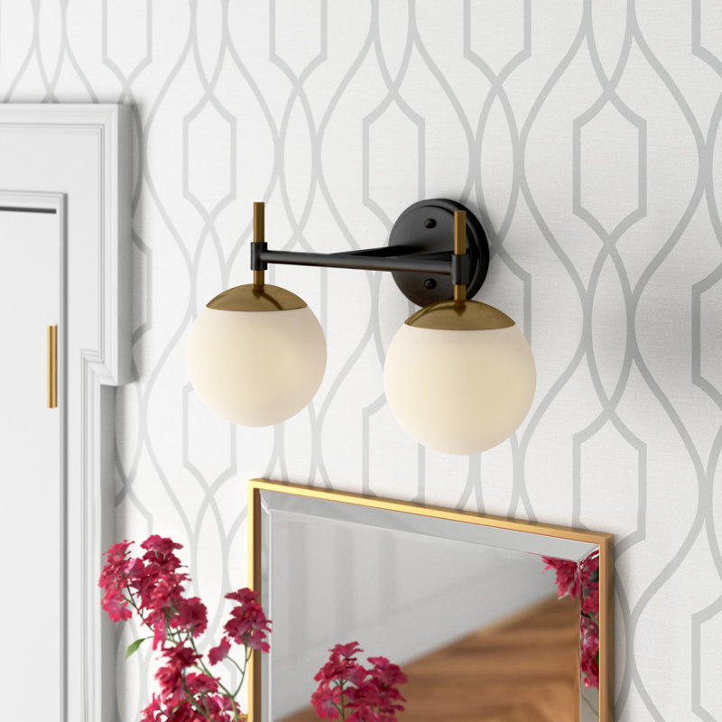 Éclairage de meuble-lavabo à intensité variable Aparicio, 2, Noir mat / or moderne