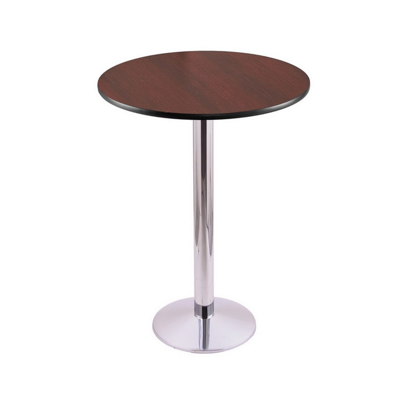 Table piédestal, L 30 po x L 30 po, Hauteur de comptoir (hauteur de 36 po), Chrome