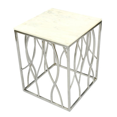 Square End Table With Stainless Steel Base
