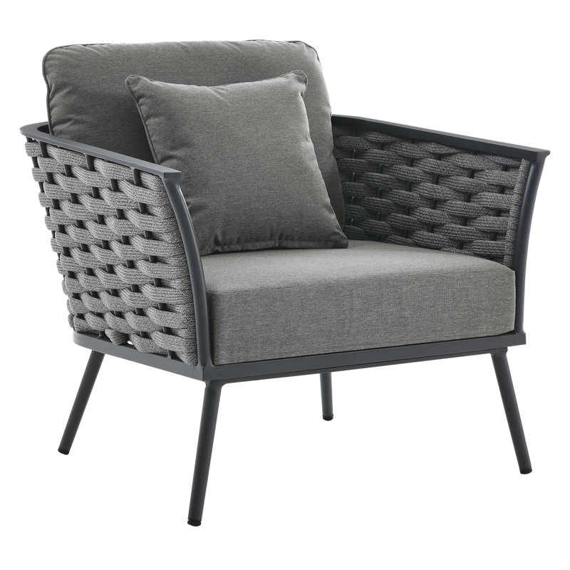 Ensemble de canapé modulaire d'extérieur en aluminium 3 pièces Modway Stance, Gris anthracite, gris