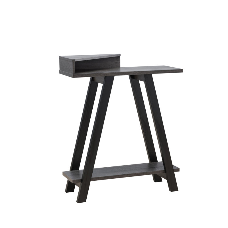Contemporary Two Toned Console Table With Two Shelves - Black & Grey, Gray/Black