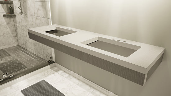 60 po x 21 po x 4 po L'ensemble de meuble-lavabo flottant gratuit avec béton Mesh Board® - Original Vanity Bracket®