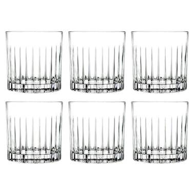 Lorren Home Trends Tall 11 Ounce Double Old Fashion Drinking Glass-Textured  Cut Glass, Set of