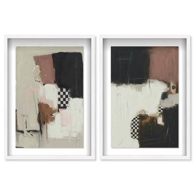 Longing Set Shadowbox Abstract Print by Oliver Gal, Black Frame, 10 x 15