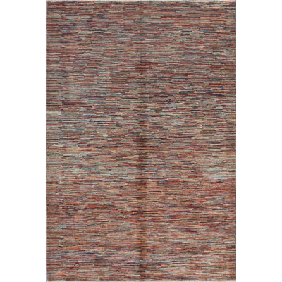 Tapis rouge / rouille / bleu sarcelle unique 6 pi 6 po x 9 pi 6 po Abrash
