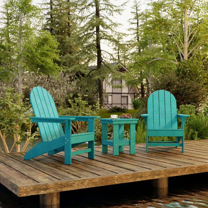 Freedom 3-Piece Traditional Adirondack Set With Side Table, Aruba Blue