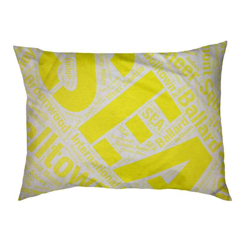 Coussin de chien « districts », Seattle, Grand (l 40 po x P 30 po x H 14 po), Jaune