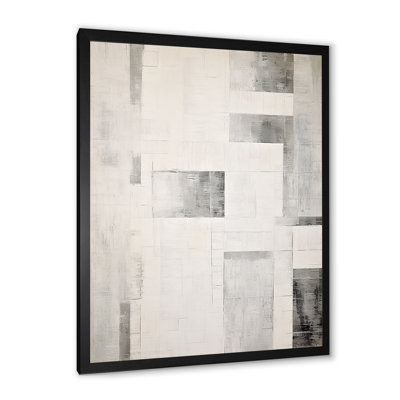 Grey White Platinum Parallels I - Abstract Shapes Canvas Prints
