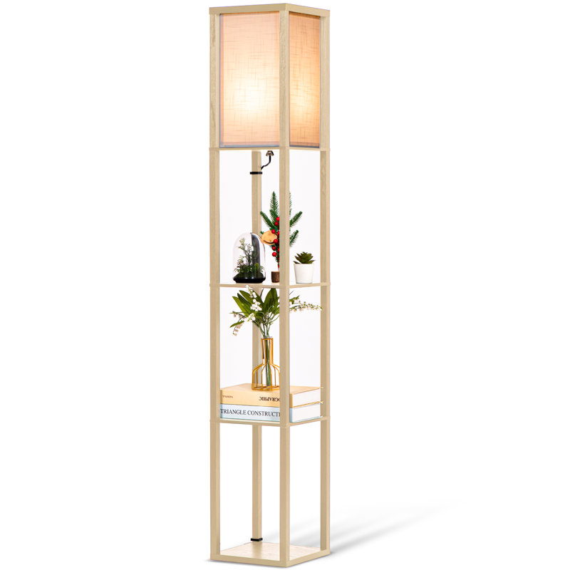 162.7cm Oil Rubbed Traditional Floor Lamp, Natural Wood