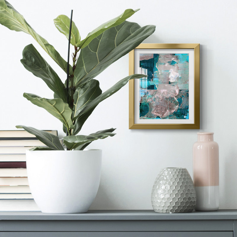 Impasto III, Toile avec cadre doré, Blanc