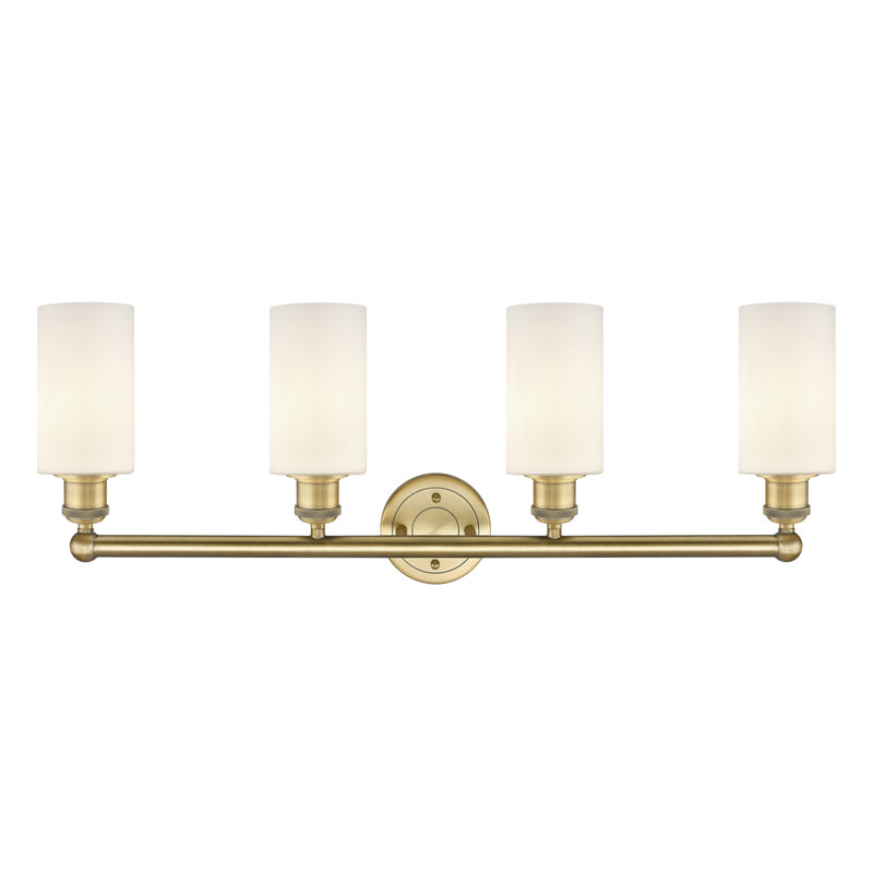 Caldello 4 - Light Dimmable Vanity Light, Matte White, Brushed Brass
