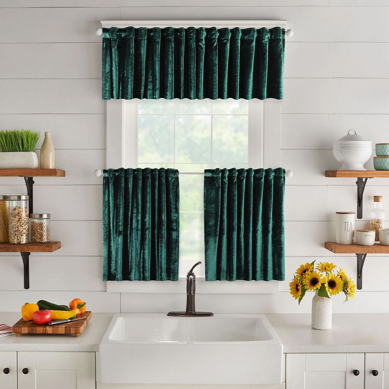 Solid Colour Kitchen Curtain, 21 Emerald, 60 H x 100 W cm