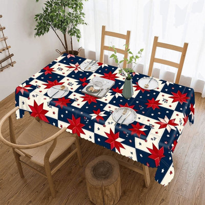 Tapis de table rétro avec motif festonné en forme d'étoile Carnaval, 60 x 120 po, rassemblement familial extérieur