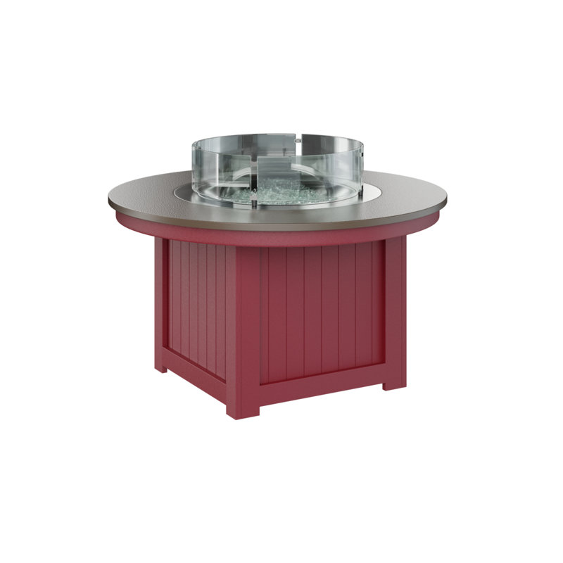 Foyer de table rond Berlin Gardens Donoma, H 25 po x l 44 po x P 44 po, Bronze martelé avec base rouge écarlate