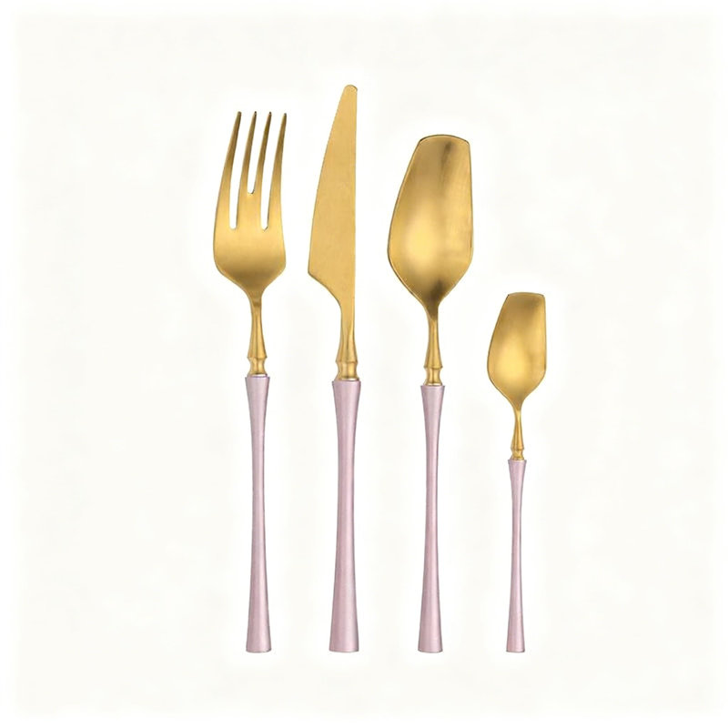 Ensemble de couverts 16 pièces, couteau à steak et fourchette, cuillère à dîner et fourchette à salade de style moderne pour la cuisine occidentale