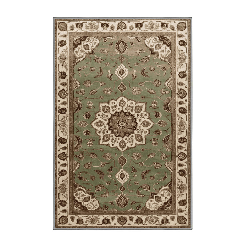 Tapis brun Tabriz lavable à la machine