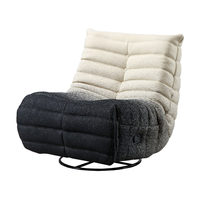 Kaylina Upholstered Home Theater Seat, Black/White Velvet