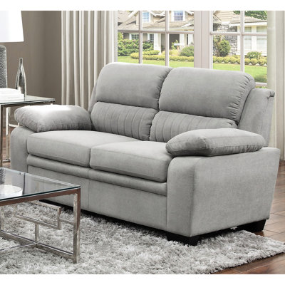 Tissu gris texturé, base en bois massif, confort de salon contemporain en gris, tissu, cadre pour la zone