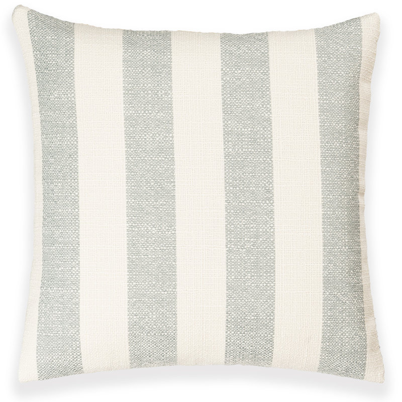 Coussin Birch Lane Harding, Polyester, Rayé bleu ciel, Carré 17 po
