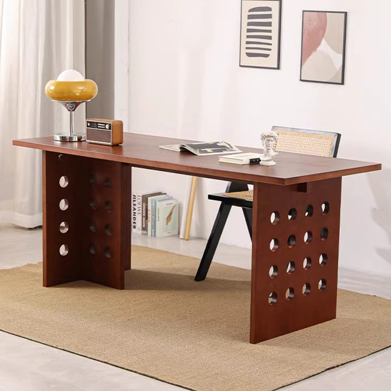 Bureaux rectangulaires en bois massif, H 29,53 po x l 70,87 po x P 31,5 po, Brun-roux