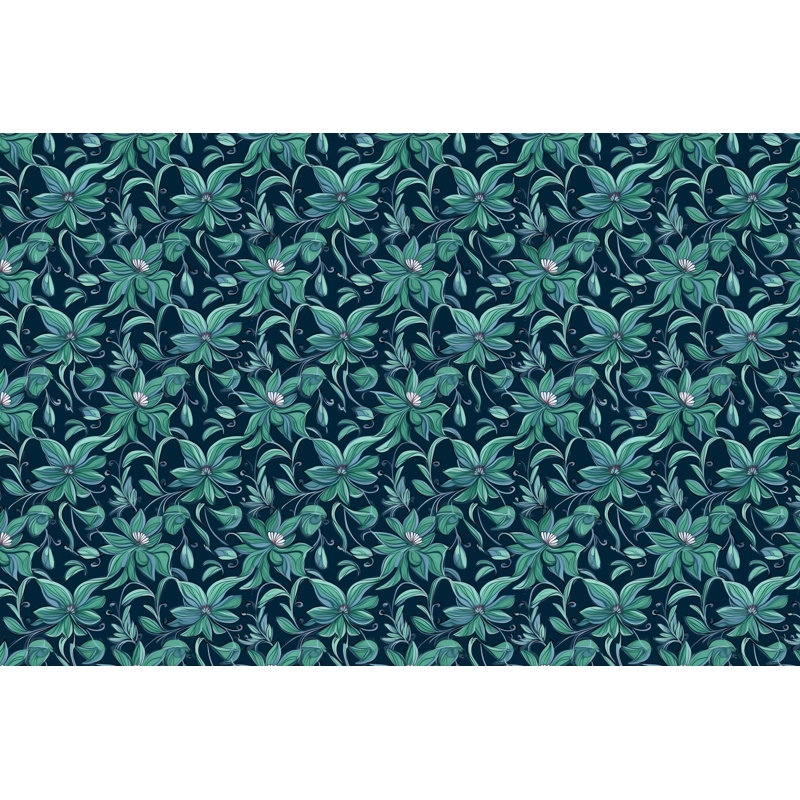 Machine Printed Comforter, Twin Extra Long Comforter, Navy/Green Floral