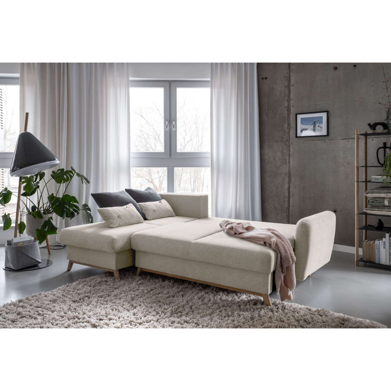 Scandic Lagom Corner Sofa Bed, Left Hand Facing, Beige