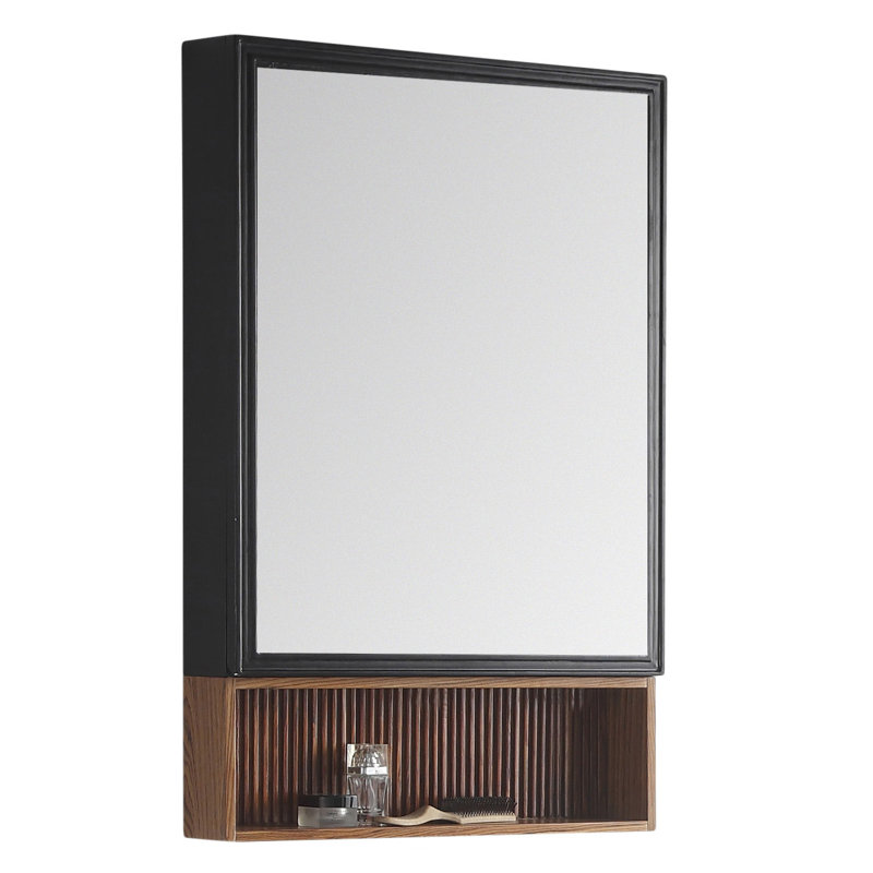 Armoire à pharmacie à fixation en surface avec 3 tablettes réglables Strobel, Teck / Noir