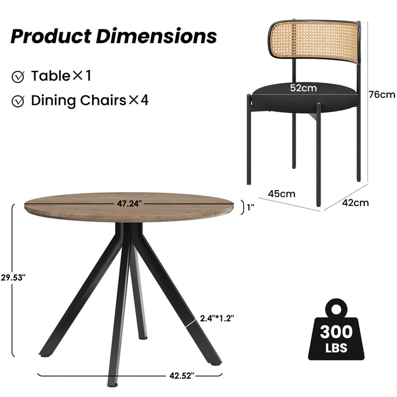 4 - Person Dining Set, Natural