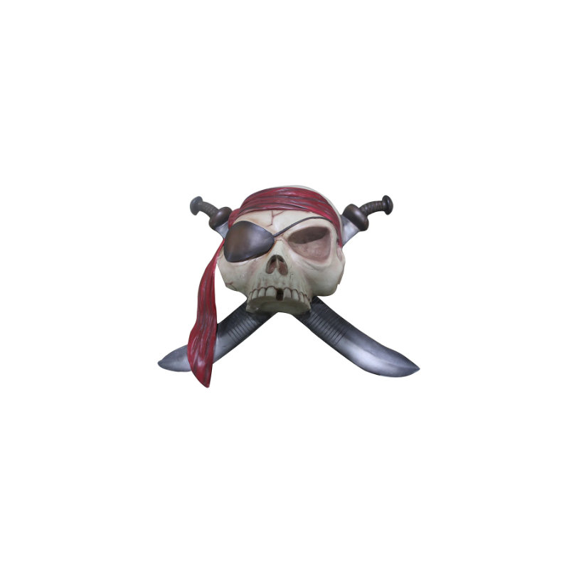 Statue de squelette de crâne de pirate avec épées Hipscher