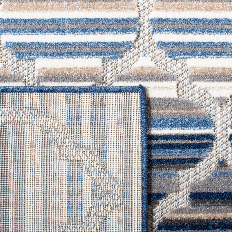 Tapis d'intérieur / extérieur à motif géométrique Longridge Performance, Rond 5 pi 3 po