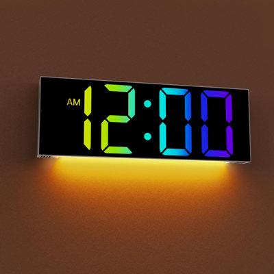 12'' Large Digital Wall Clock, Big LED Number Dispaly, RGB Colors, DST, Night Light For Classroom Living Room Bedroom Mounted Birthday Xmas Gift For Senior, Mem Womem (A White Shell, 12 Inches)
