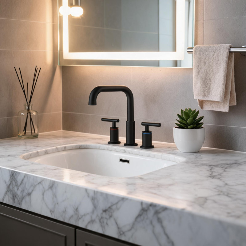 Robinet de lavabo de salle de bain en laiton noir mat 8 pouces avec bonde escamotable