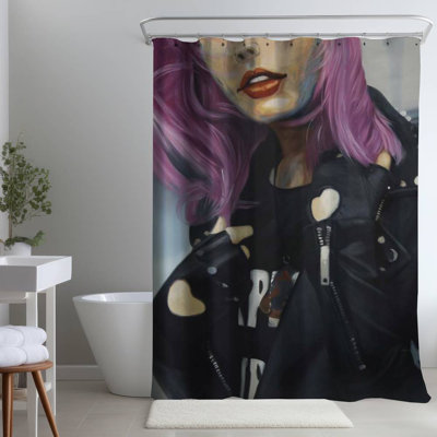 Shower Curtain FI80 – Polyester Shower Curtain, Dye Sublimation Print, 71" W × 74" L