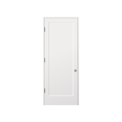 24 in. x 84 in.Left-Handed Solid Core White Primed Composite Single Prehung Interior Door Satin Nickel Hinges