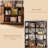 78.1"H 6 Tiers Bookshelf With Cabinet And Doors，Bookcase With Baffles And Anti-Tipping Device, Corner Shelf For Living Room, Kitchen