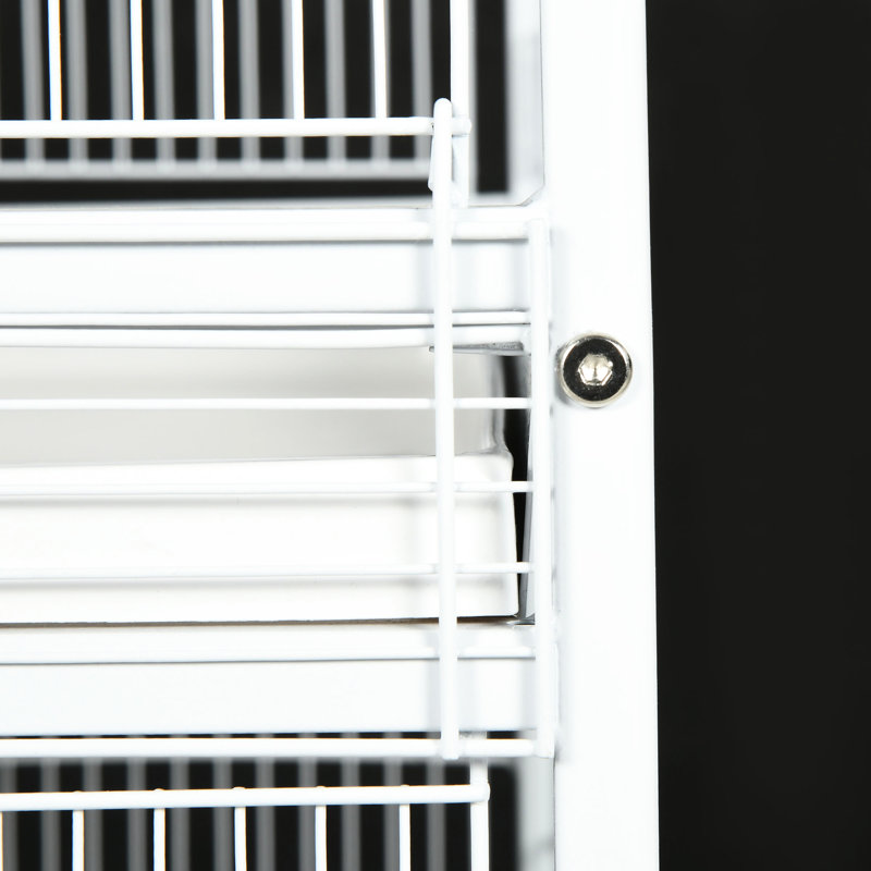 Cage à oiseaux en métal forgé, H 67 po, blanc - Plus spacieux pour les oiseaux de petite et moyenne taille avec portes à nourriture et cage sur plateforme roulante. Intérieur spacieux, grandes portes avant, portes coulissantes. 4 portes en bois