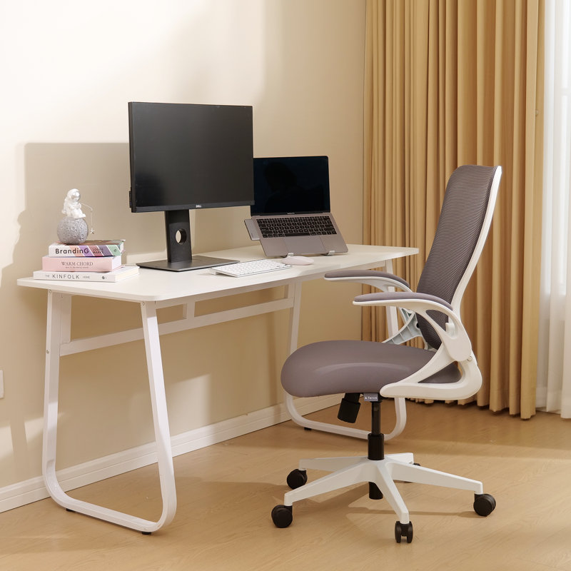 Model U Folding Office Chair – Ergonomic High-Rebound Mesh, Compact Foldable Design, Gaming & Desk Use, White, No