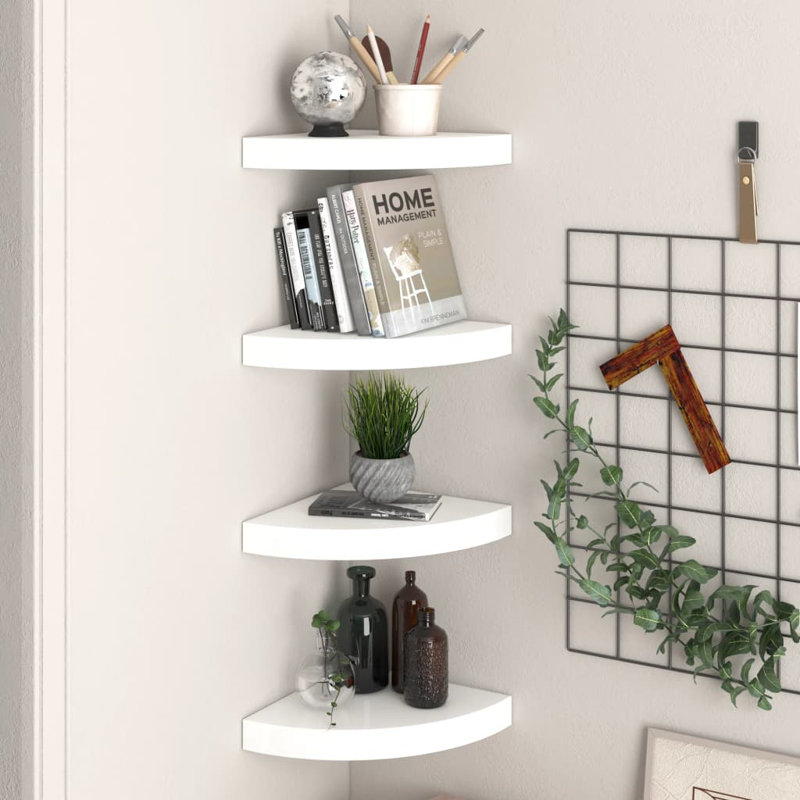 Wall Corner Shelf Floating Corner Shelf Wall Mounted Display Shelf, 1.5" H x 9.8" W x 9.8" D, Black