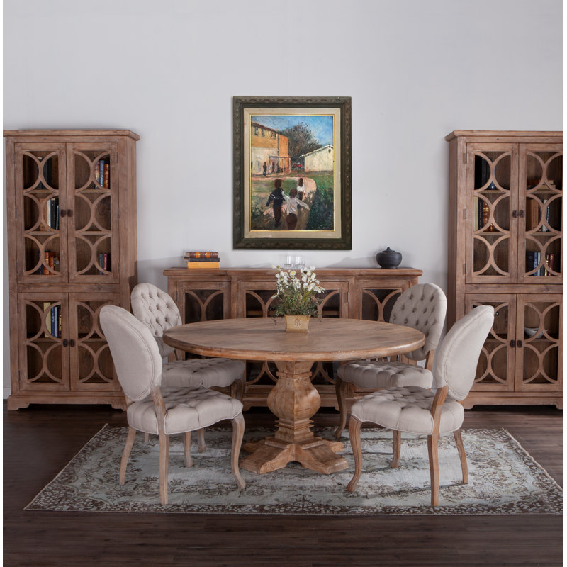 San Rafael Round Solid Wood Dining Table, 30" H x 72" W x 72" D, Brown