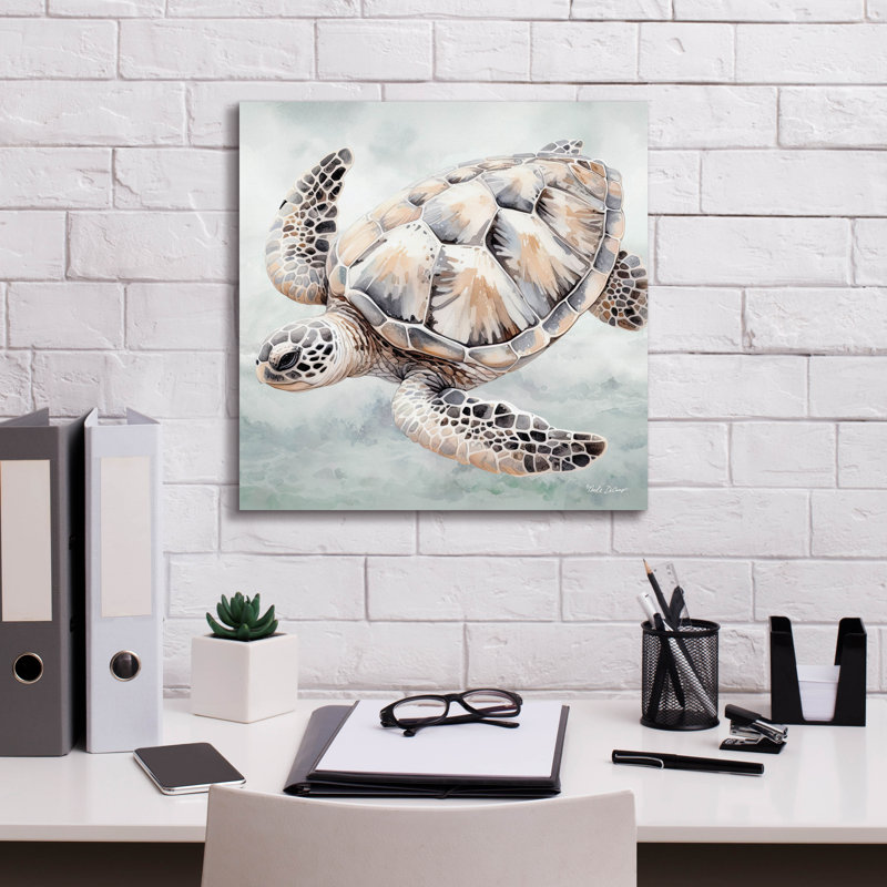  «Cape Cod Turtle» par Nicole DeCamp, art mural sur toile, 18 po x 18 po