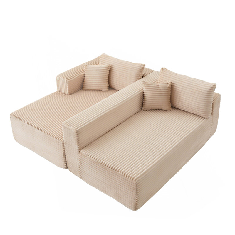 Canapé modulaire à compression avec méridienne confortable, Beige