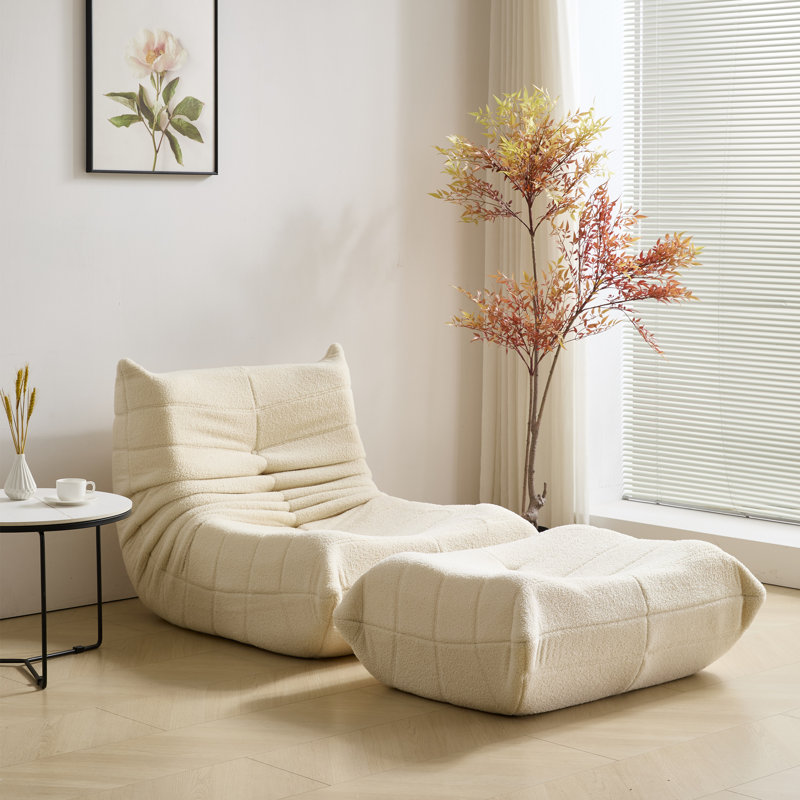 Fauteuil à billes et chaise longue Teddy, Blanc