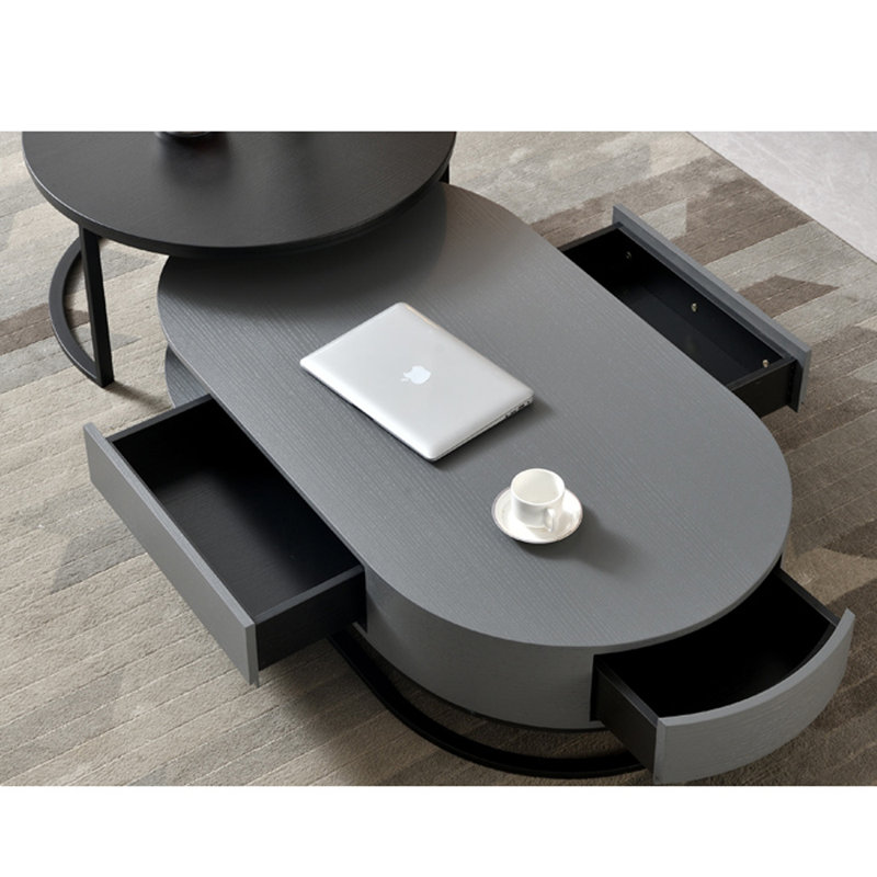 Table basse ovale moderne, Noir/gris