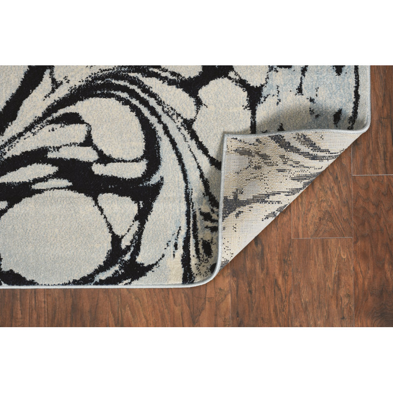 Strouth Abstract Area Rug, Rectangle 6'7" x 9'6", Gray