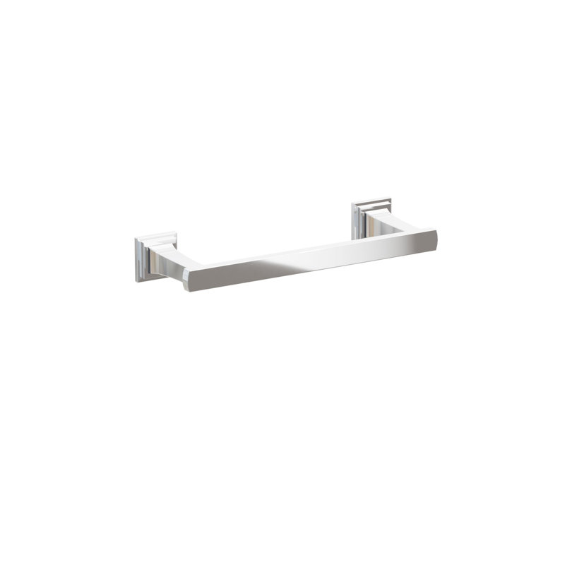 Barre à serviettes évasée transitionnelle 9 po avec rosette carrée Emtek, Chrome poli, H 1,625 po x L 10,375 po x P 3,125 po