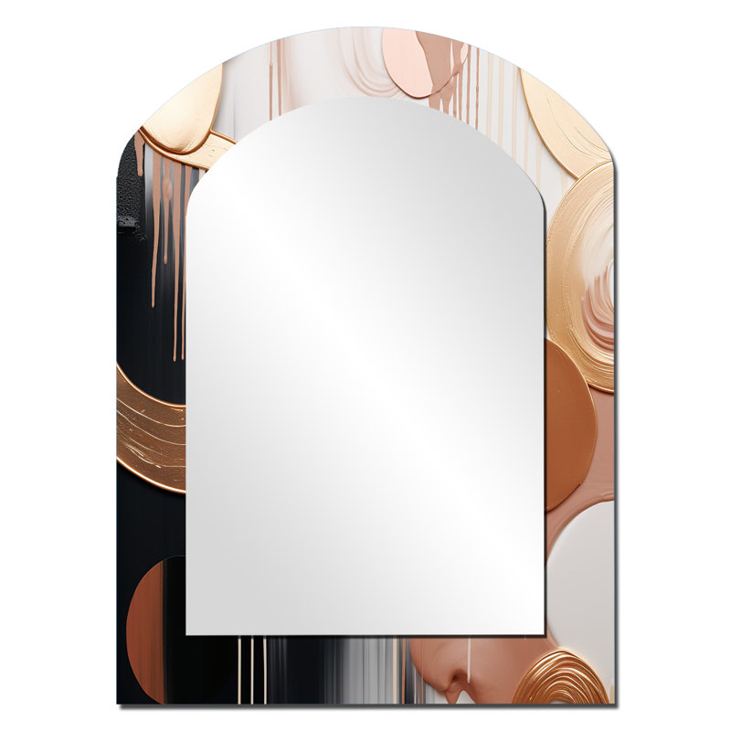 Or et blanc, formes abstraites harmonie V - formes abstraites, miroir décoratif, 34 po x 25 po